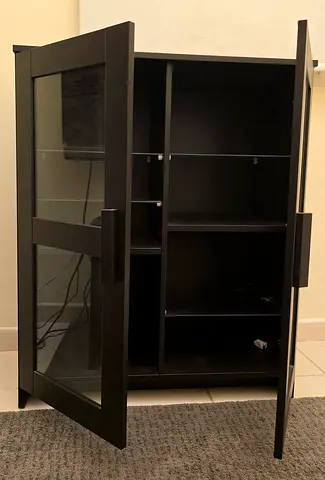 Black Glass Door Display Cabinet and Cupboard