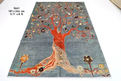 Modern Tree of Life Rug 181 x 244 cm afghan handknotted rug carpet