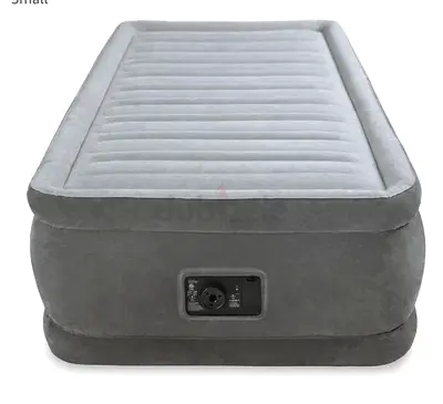 Raised Single Inflatable Air Mattress with Built-in Pump (Grey)
