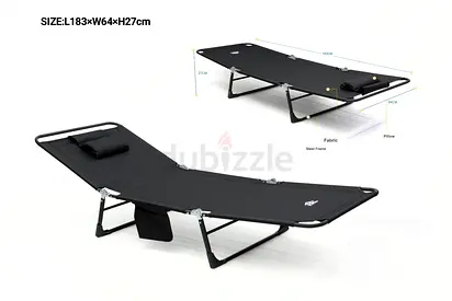 Foldable Portable Camping Bed / Sun Lounger with Pillow (Used, Good Condition)