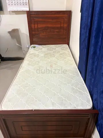 Single Wooden Bed with Mattress - Good Condition