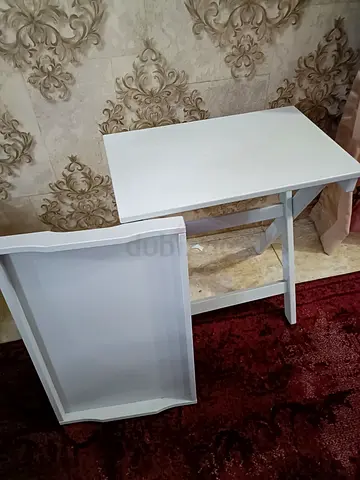 Small white folding side table - good condition