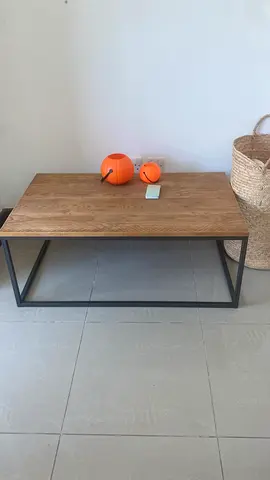 Wooden Coffee Table with Black Metal Frame - Good Condition