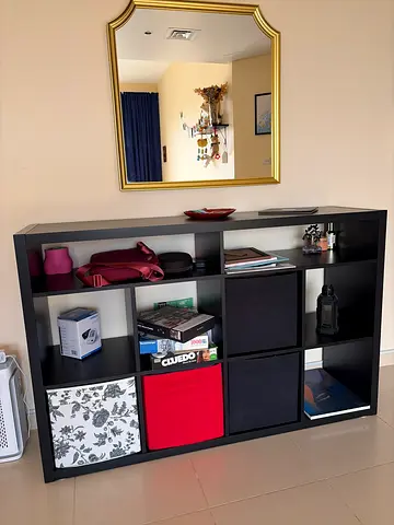 IKEA Kallax-style 8-cube Shelving Unit in Black, Good Condition