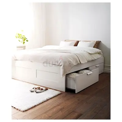 IKEA BRIMNES Queen bed frame with storage white 140x200