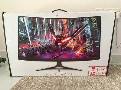 Selling an Alienware AW3225QF 32-inch curved QD-OLED gaming monitor for parts or repair.