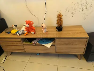 Wooden TV Unit / Entertainment Console - Light Oak Finish