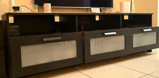 Modern TV Unit with Frosted Glass Drawers