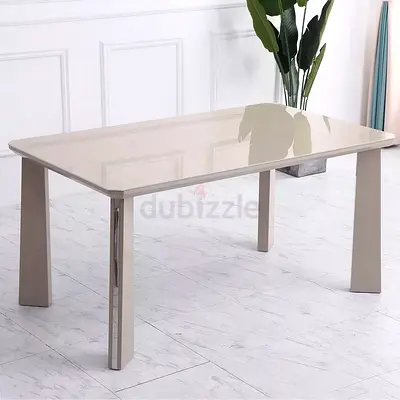 UrgentSale!ModernBeigeGlossDiningTableTopGlass - 6 Seater Length:150 cm x Width:90 cm x Height:75cm.