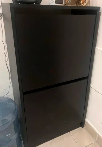 IKEA BISSA Black 2-Tier Shoe Cabinet - Good Condition