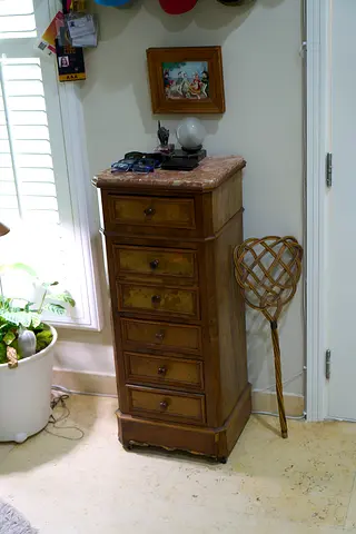 19th Century French Walnut and Marble Bedside cabinet
