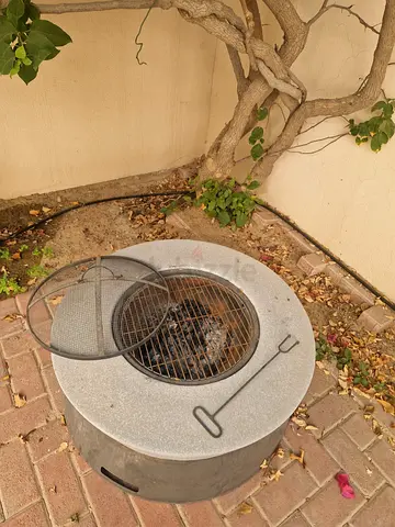 Used Round Charcoal Fire Pit / BBQ Grill - Good Condition