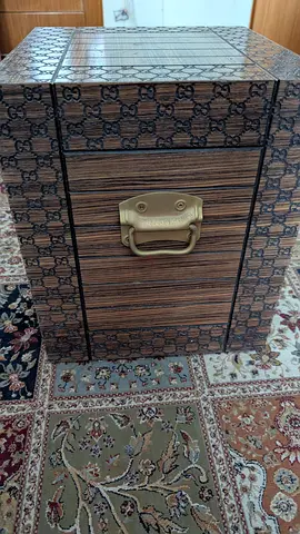 Compact wooden bedside cabinet with brass handle - good condition
