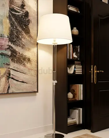 Modern Floor Lamp with White Fabric Shade