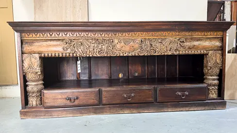 150 years old-jaipur-Hand-carved Solid Wood TV Console / Sideboard with Drawers