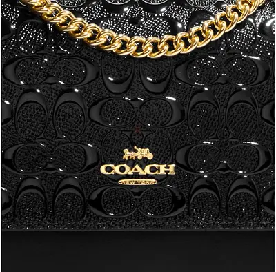 Coach Black Patent Leather Shoulder Bag with Gold Chain