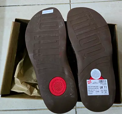 Fitflop Brown leather slip-on sandals, size UK 11 (mens) - Brand New