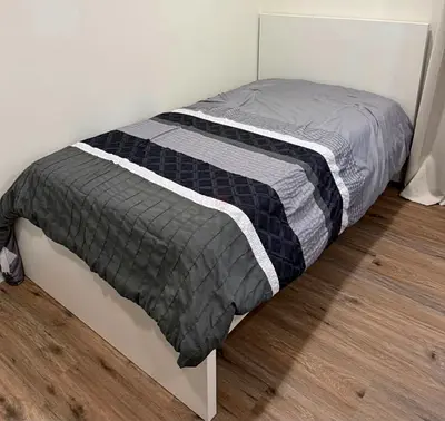 Malm white single bed with mattress