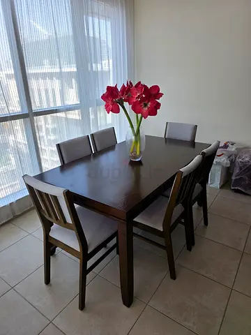 Brown Dining Table (6 seater) - real wood