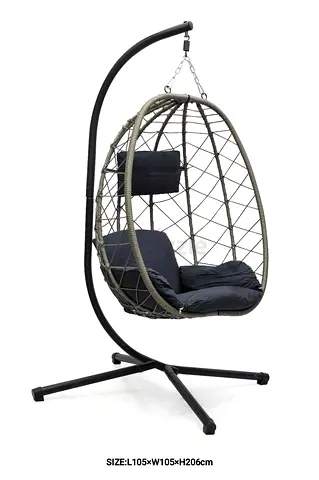 Hanging Egg Chair with Stand — Rattan-Style Outdoor/Indoor Swing