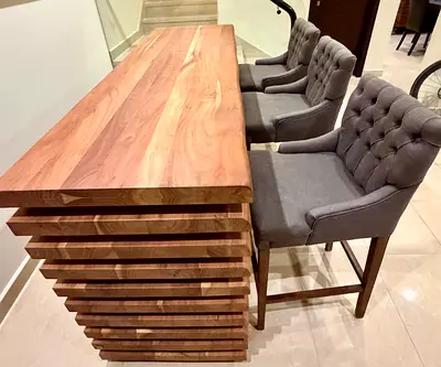 Marina Home Designer Solid Wood Bar  3 Chairs – Excellent Condition
