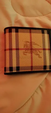 Checked pattern mens bifold wallet with logo