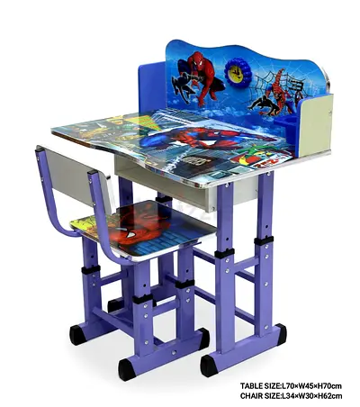 Adjustable Spiderman Kids Study Desk and Chair Set - Purple