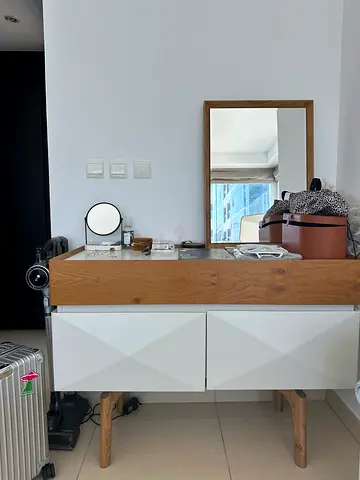 Wood and White Dressing Table with Mirror - Good Condition - Ebarza
