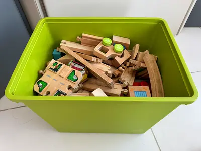 Wooden Train Track and Road Collection with cars and trains