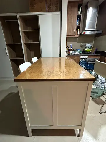 Solid Wood Kitchen Island with Seating - Good Condition