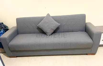 3-Seater Grey Fabric Sofa Bed