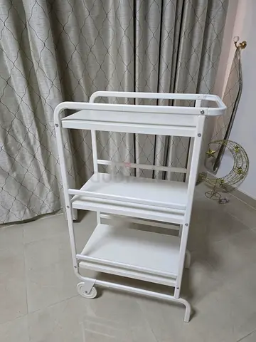 White 3-Tier Rolling Utility Trolley - Good Condition