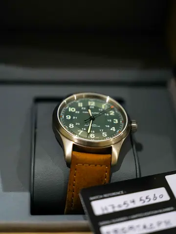Hamilton Khaki Field 42mm titanium Automatic Mens Watch with Brown Leather Strap