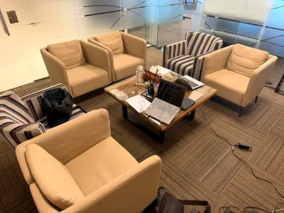Set of 6 Comfortable Lounge Armchairs with Center Coffee Table