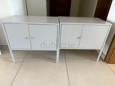 Pair of Metal Storage Cabinets / Sideboards W: 60cm D: 35cm H: 55 cm
