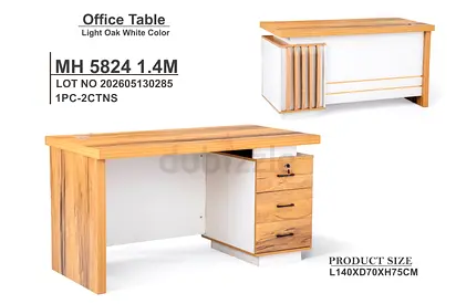 Modern Light Oak and White Office Table