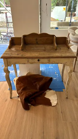 Vintage Wooden Writing Desk with Curved Legs from Marina Home