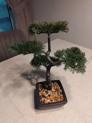 Decorative Artificial Bonsai Tree with Pot and Pebbles