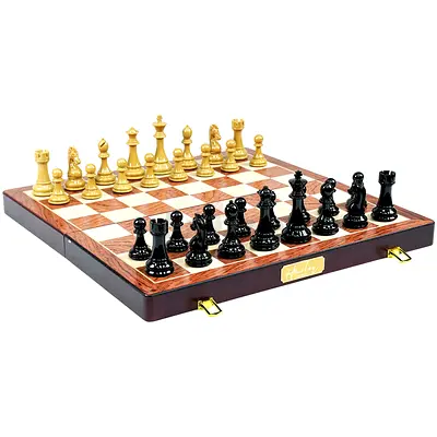 52 x 52cm High Grade Professional Wooden Chess Board With Glossy Chess Pieces Set