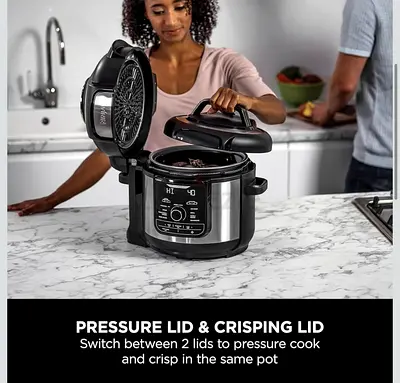 Electric Multi-Cooker with Pressure and Crisping Lid - 2-in-1 Cooker