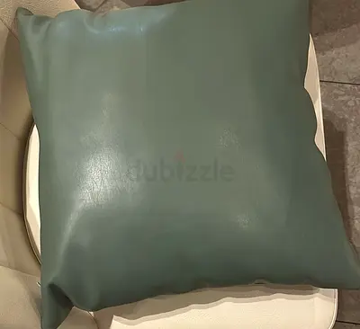Green faux-leather cushion/pillow - good condition