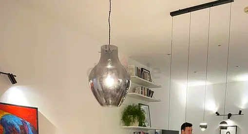 Modern smoked glass pendant light - single hanging fixture