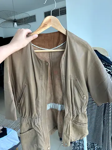 Light brown soft leather Massimo Dutti bomber jacket, size M (42)