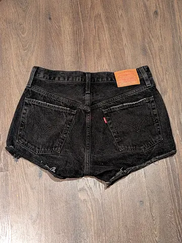 Levi Strauss  Co. 501® Black Denim Jeans Torn Short - Good Condition