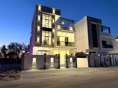 Modern villa with a swimming pool, including registration and ownership fees, located opposite a mosque with direct access to amenities.
