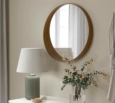 IKEA STOCKHOLM Round Wooden Framed Wall Mirror