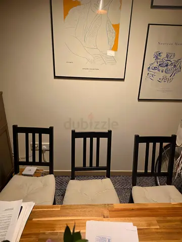 IKEA STEFAN Dining Chairs (Set of 3) – Solid Wood – AED 180