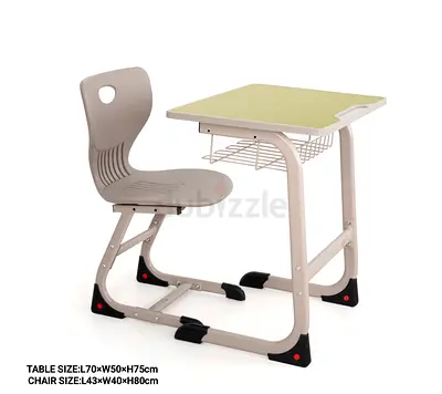 Single Student Study Desk and Chair Set - Adjustable School Desk