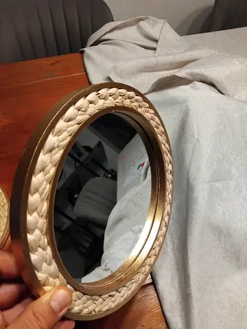 Decorative Round Mirror with Braided Frame 24x24cm
