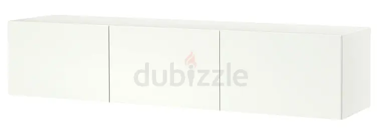 White Wall-Mounted Storage Cabinet with 3 Doors